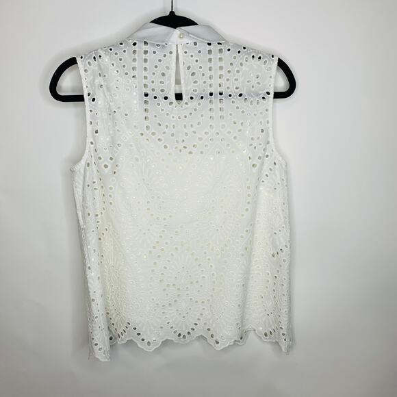 Tainan White Eyelet Collared Top Sz Small Medium - Picture 2 of 4